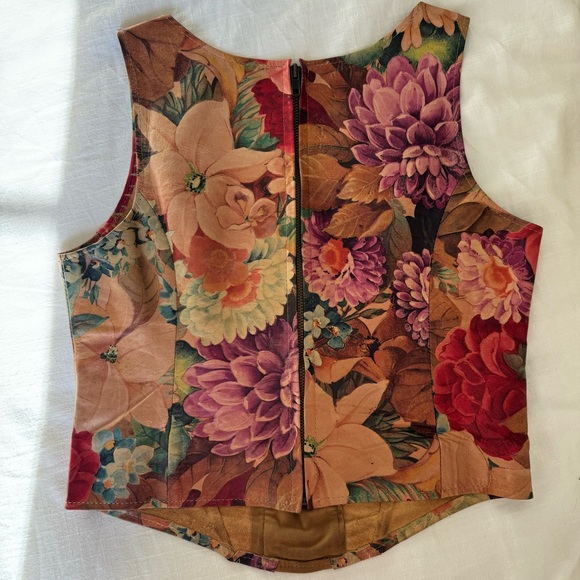 Vintage leather/calfskin floral corset top - Picture 2 of 4